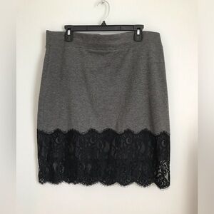 Maurices Heather gray and black lace skirt